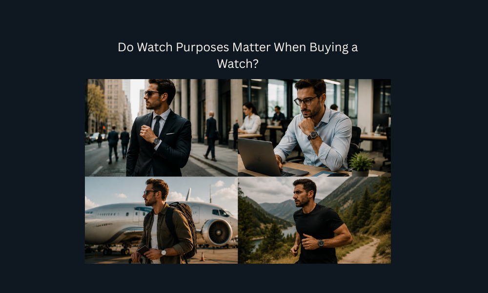 Different watch styles worn for business, travel, sports, and formal everyday use.