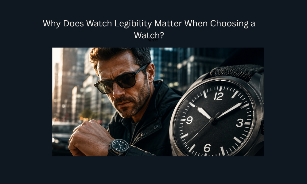 Man wearing a clear, easy-to-read luxury watch.