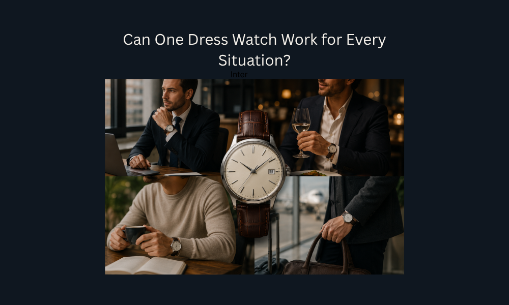 Classic dress watch worn across business, dining, travel, and casual settings, demonstrating versatile everyday style.
