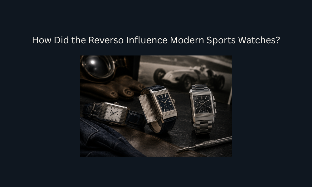 Reverso-inspired rectangular watches showcasing the evolution of modern sports watch design.