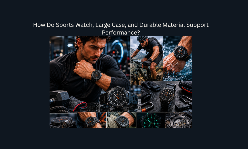 Sports watch performance evaluation highlighting a large case design, durable materials, and rugged outdoor functionality.