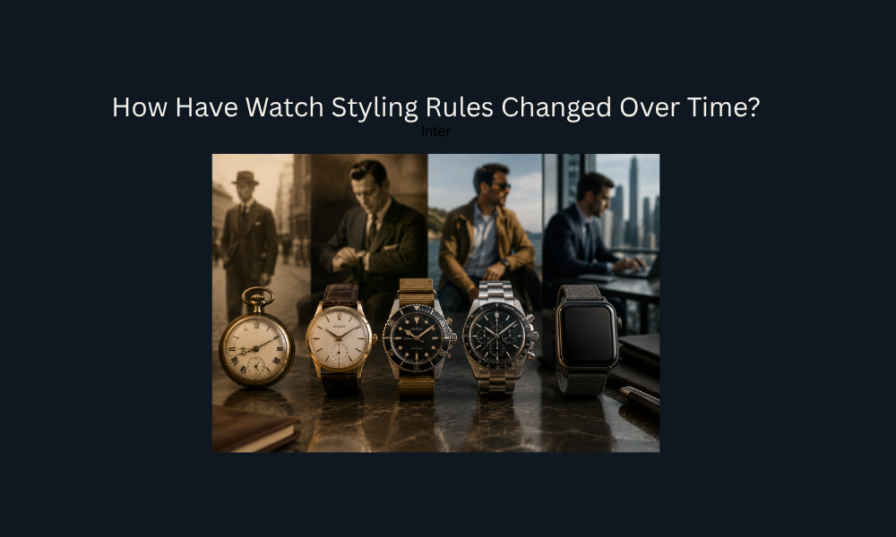 Collection of vintage and modern watches illustrating the evolution of watch styling over time.