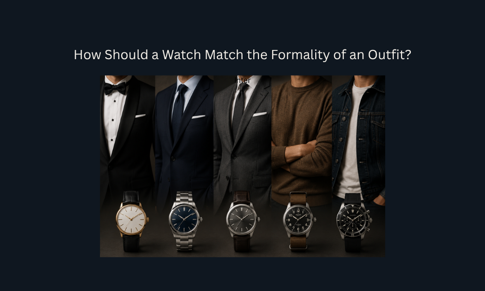 Watch styles matched to formal and casual outfits.