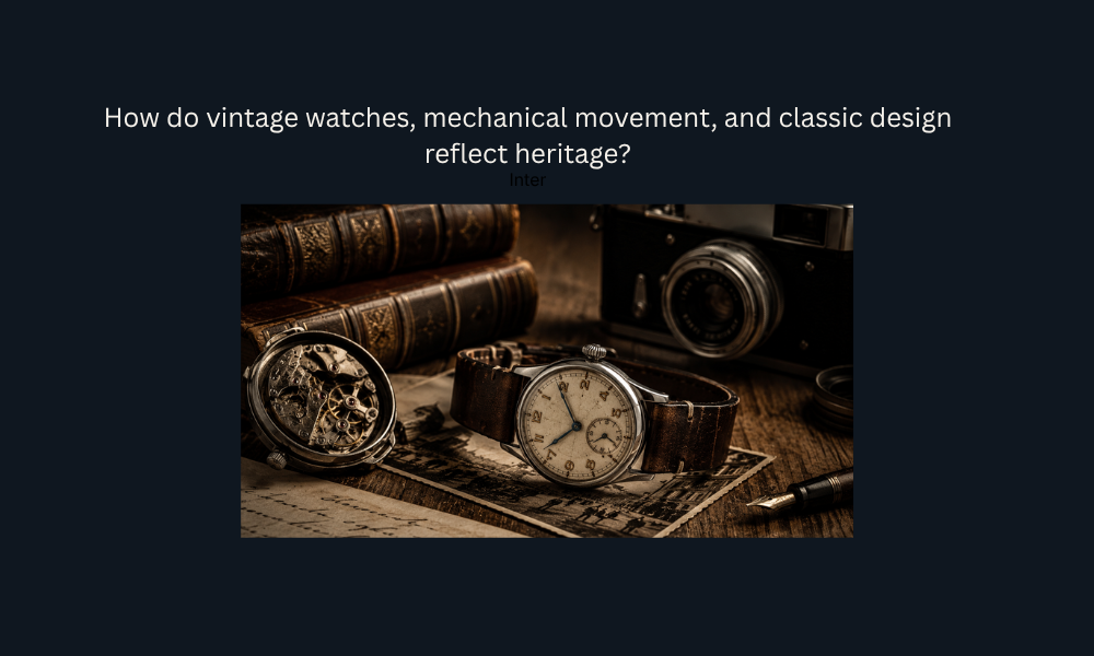 Vintage mechanical watch displayed with classic heritage-inspired accessories.