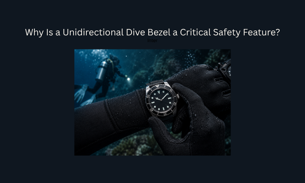 Diver adjusting a unidirectional bezel on a dive watch during an underwater dive.